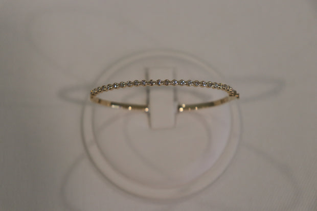 14Karat yellow gold diamond bangle bracelet