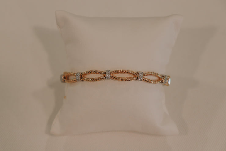 14Karat Yellow Gold Oval and Diamond Bracelet