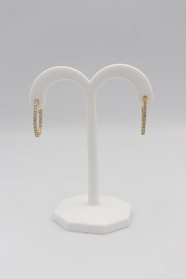 14Karat Yellow Gold Diamond Hoop Earrings