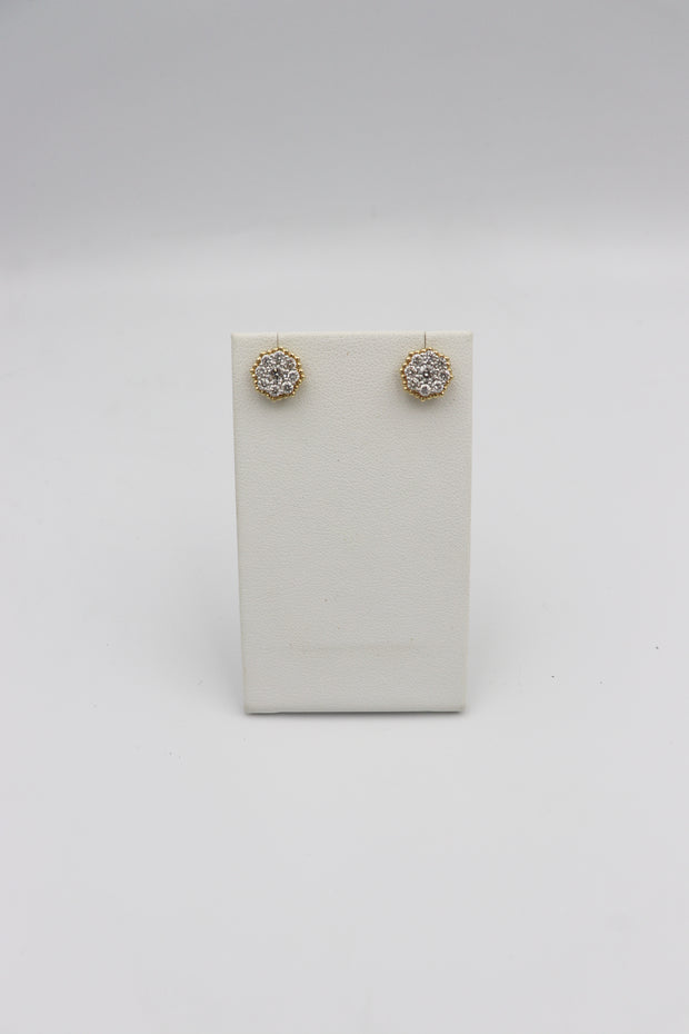 14Karat Yellow Gold Diamond Cluster Earrings