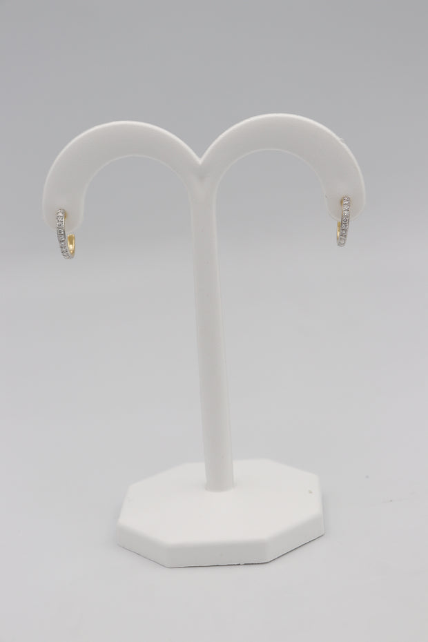 14Karat Yellow Gold Diamond Hoop Earrings