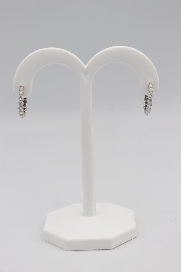 14Karat White Gold Diamond Hoop Earrings