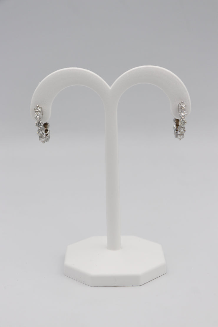 14Karat White Gold Diamond Hoop Earrings