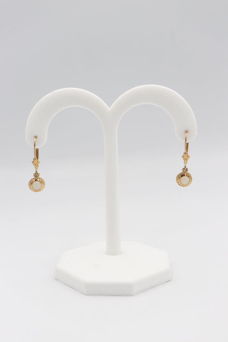 14Karat Yellow Gold Opal Earrings