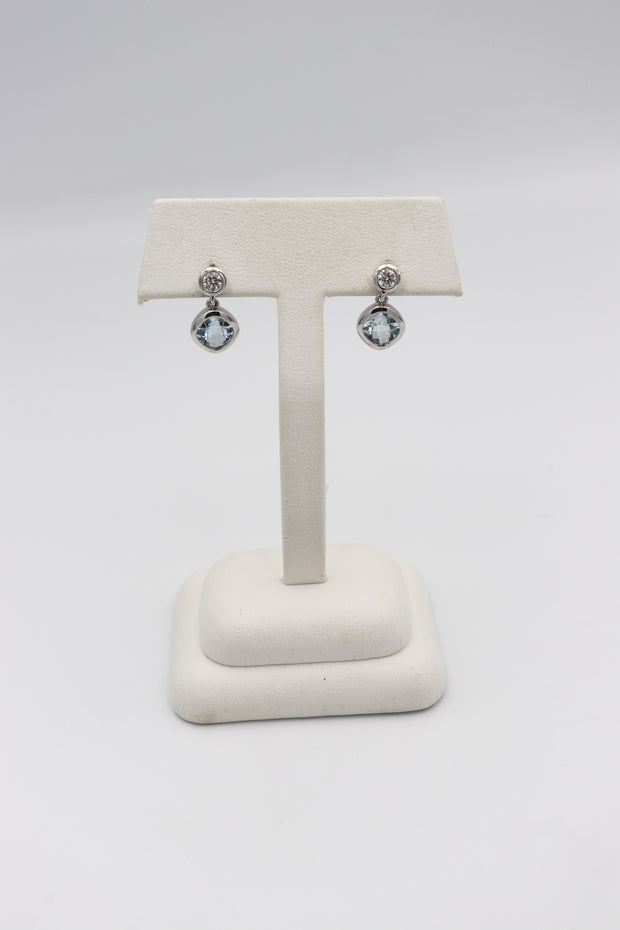 14Karat White Gold Aquamarine and Diamond Earrings