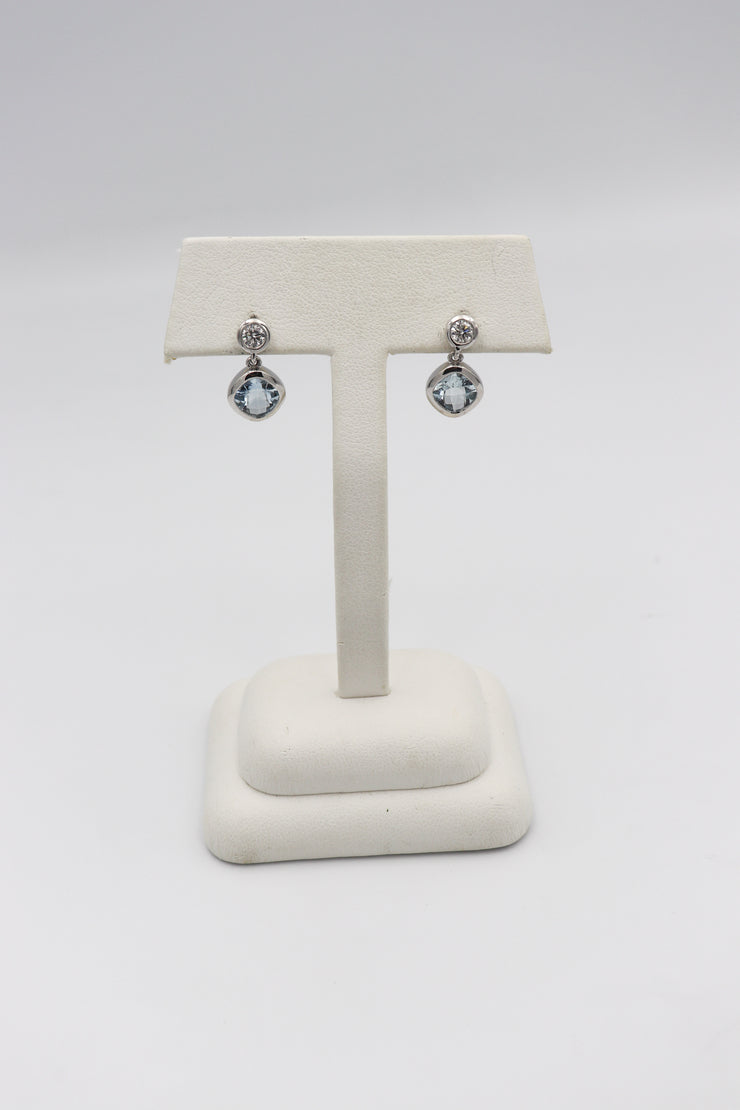 14Karat White Gold Aquamarine and Diamond Earrings