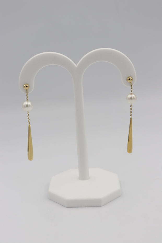 14Karat Yellow Gold 6.5mm-7mm Cultured Pearl Earrings