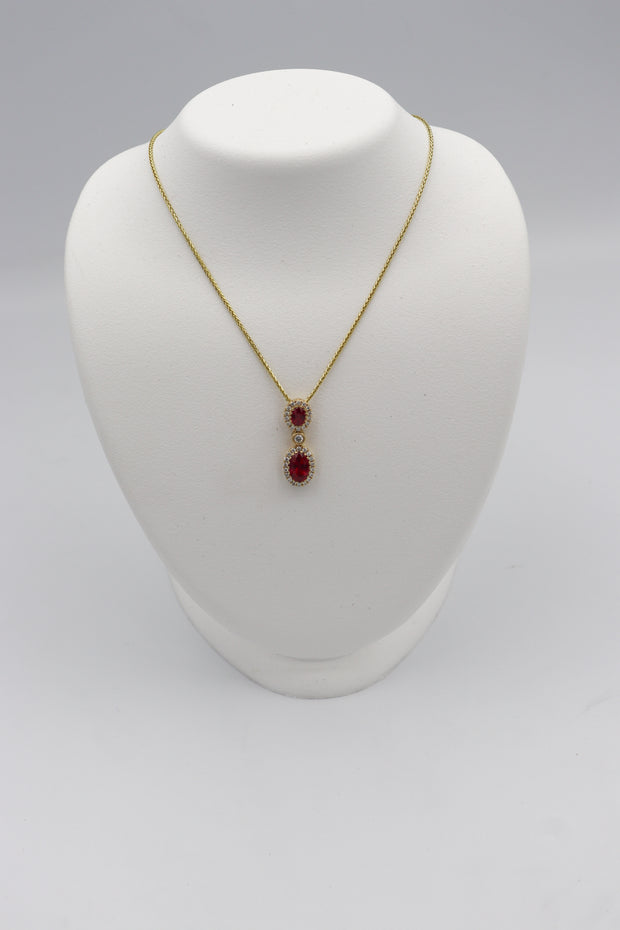 14Karat Yellow Gold Ruby and Diamond Pendant