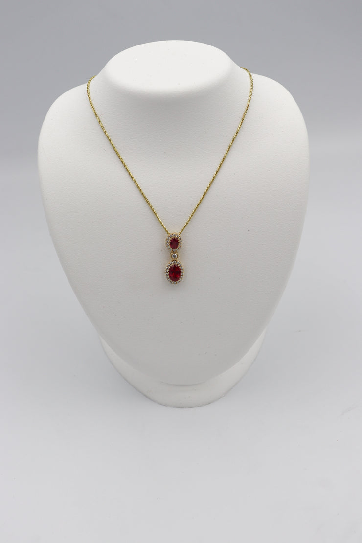 14Karat Yellow Gold Ruby and Diamond Pendant