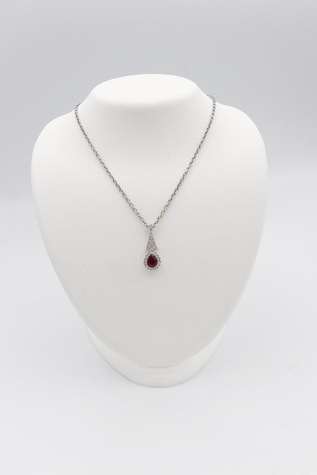 18Karat White Gold Ruby and Diamond Pendant