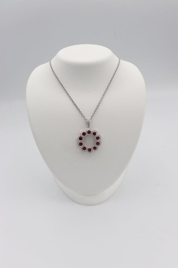 18Karat White Gold Ruby and Diamond Pendant