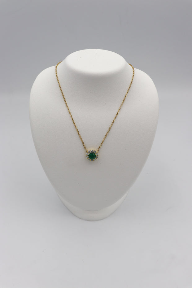 18Karat Yellow Gold Emerald Necklace