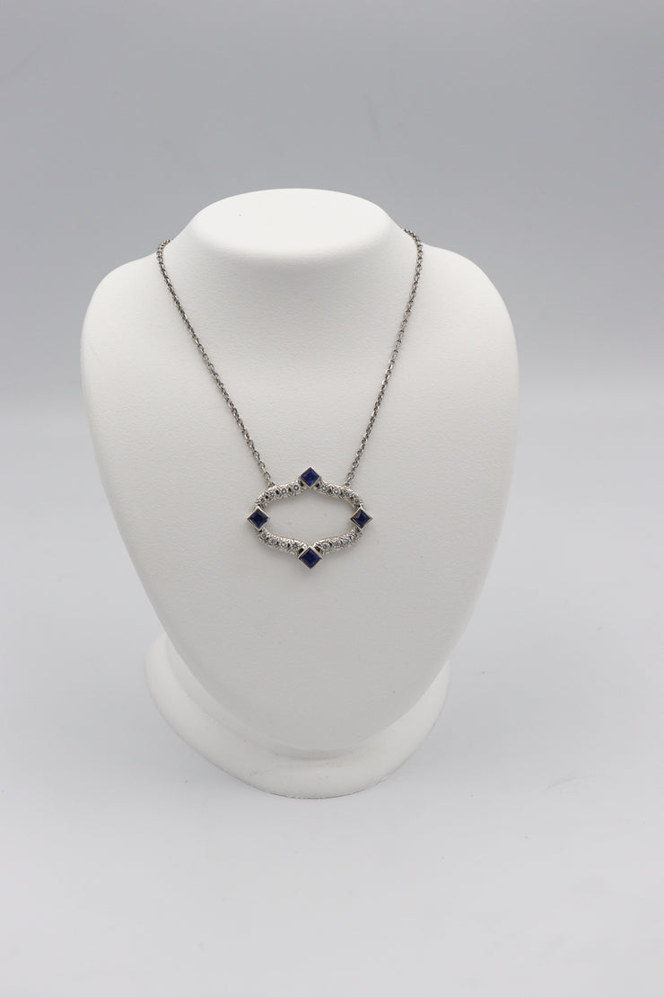 18Karat White Gold Sapphire and Diamond Necklace