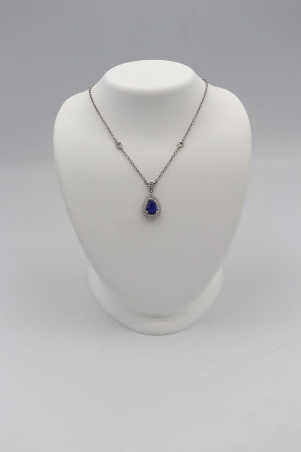 18Karat White Gold Sapphire and Diamond Pendant