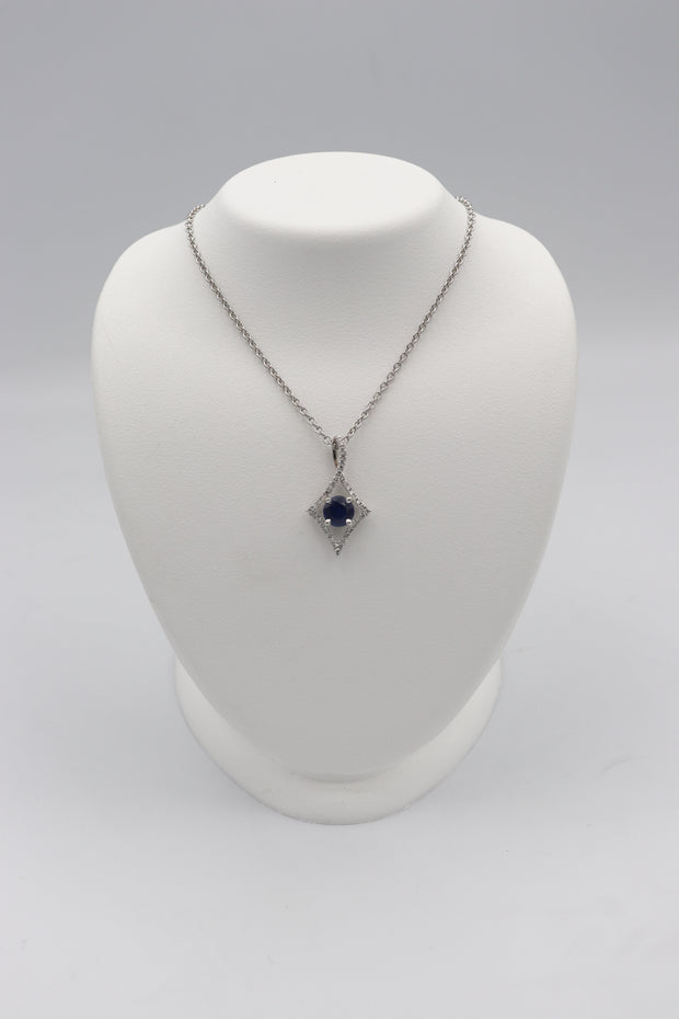 14Karat White Gold Sapphire and Diamond Pendant