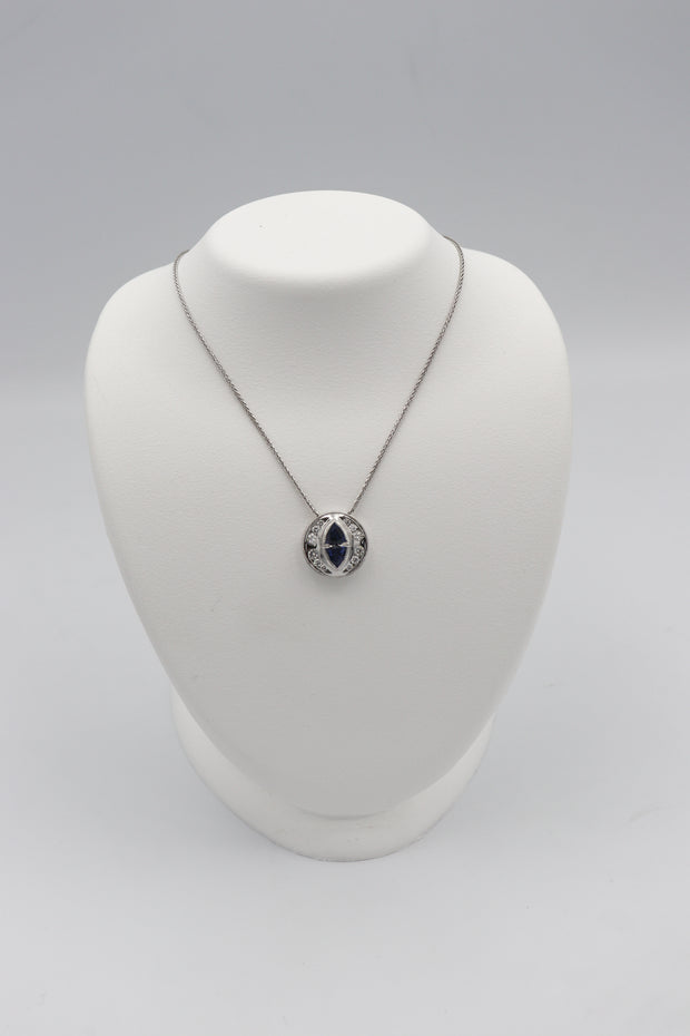 18Karat White Gold Sapphire and Diamond Pendant