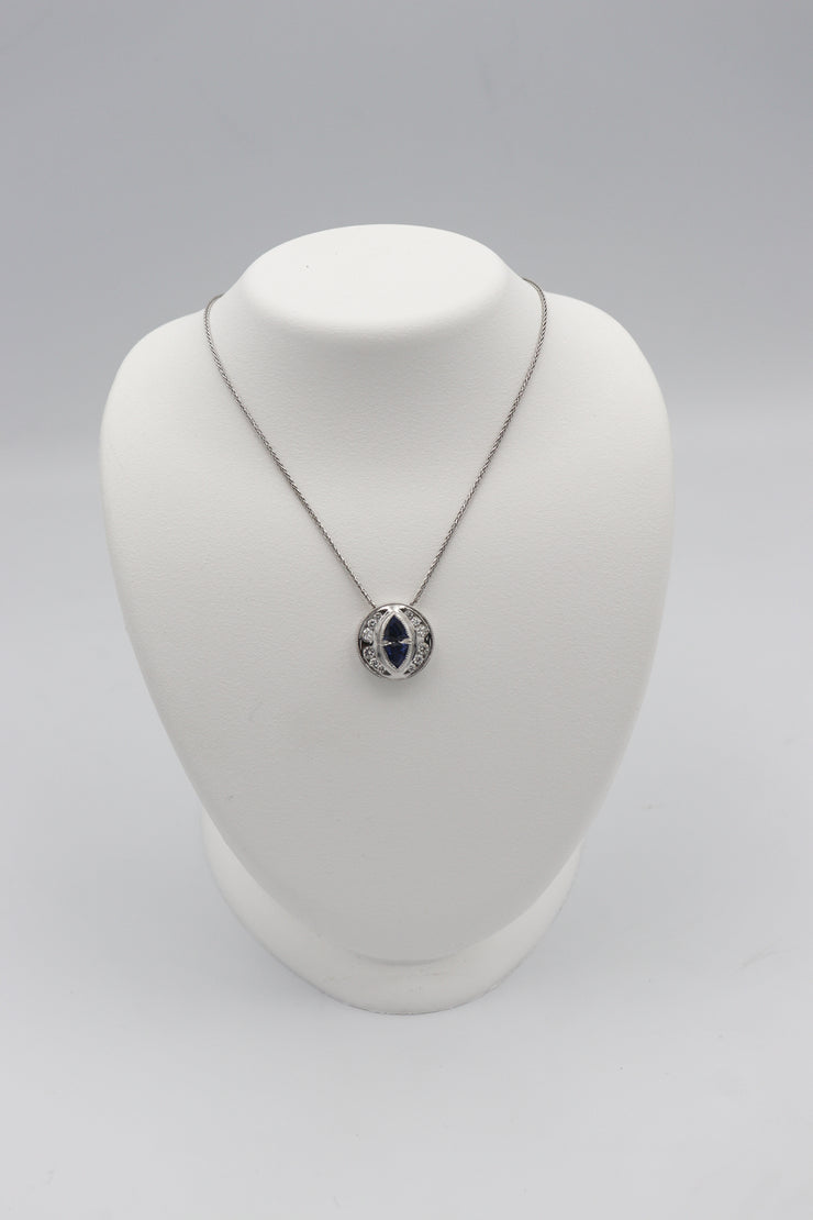 18Karat White Gold Sapphire and Diamond Pendant