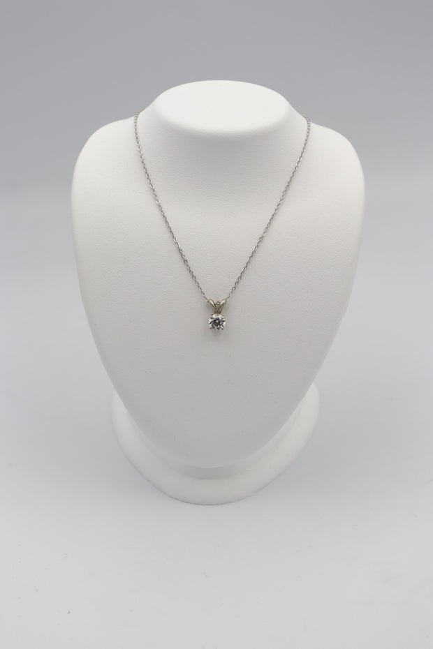 14Karat White Gold Natural Diamond Necklace