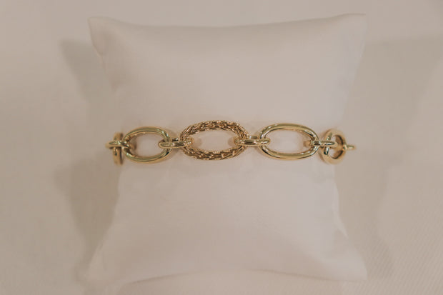 14Karat Yellow Gold Polished and Woven Link Bracelet