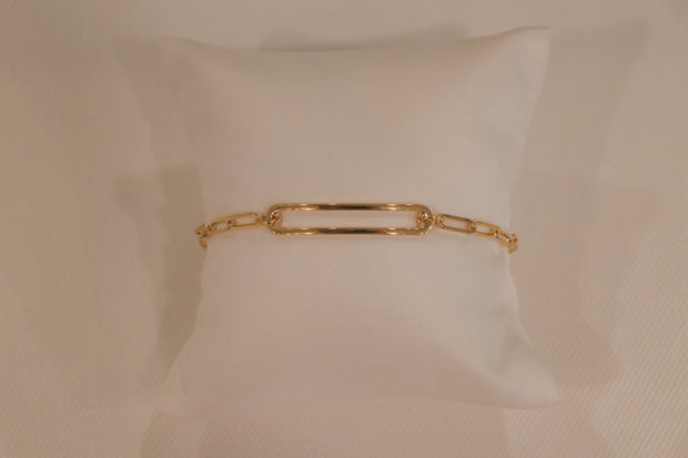 14Karat Center Bar Paper Clip Bracelet