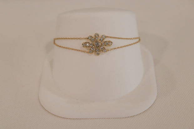 18Karat Yellow Gold Diamond Flower Bracelet