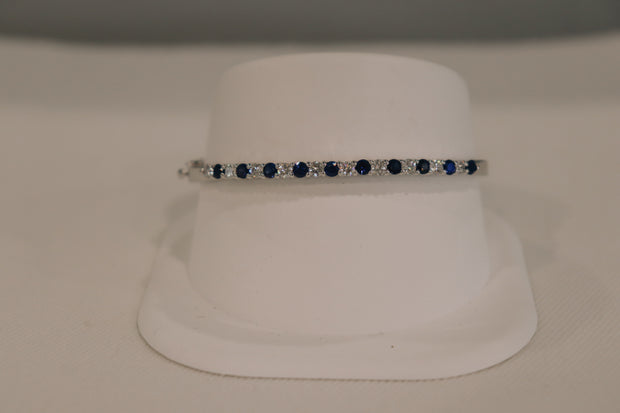 14Karat White Gold Sapphire and Diamond Bangle