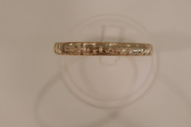 14Karat yellow gold basket weave bangle bracelet