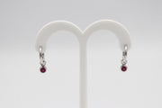 14Karat White Gold Ruby Hoop Earrings