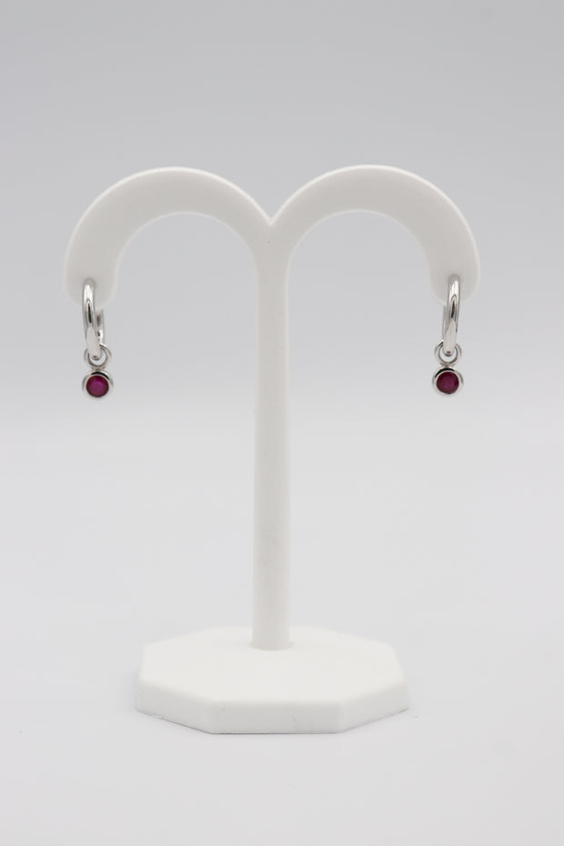 14Karat White Gold Ruby Hoop Earrings