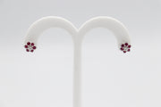 14Karat Ruby and Diamond Flower Shaped Earrings