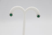 14Karat White Gold Emerald and Diamond Stud Earrings