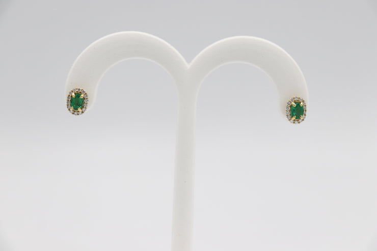 18Karat Yellow Gold Emerald Stud Earrings