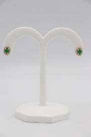 18Karat Yellow Gold Emerald Stud Earrings