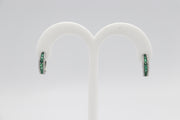 14Karat White Gold Emerald and Diamond Hoop Earrings