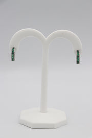 14Karat White Gold Emerald and Diamond Hoop Earrings