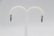 14Karat White Gold Diamond and Emerald Hoop Earrings