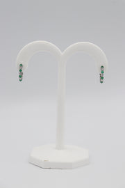 14Karat White Gold Diamond and Emerald Hoop Earrings