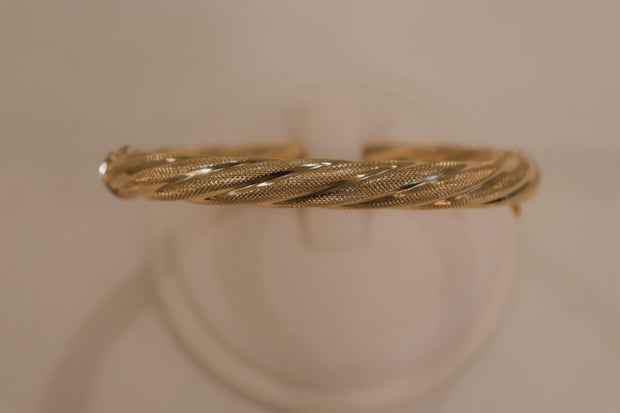 14Karat yellow gold brushed bangle bracelet