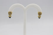 18Karat Yellow Gold Sapphire and Diamond Earrings