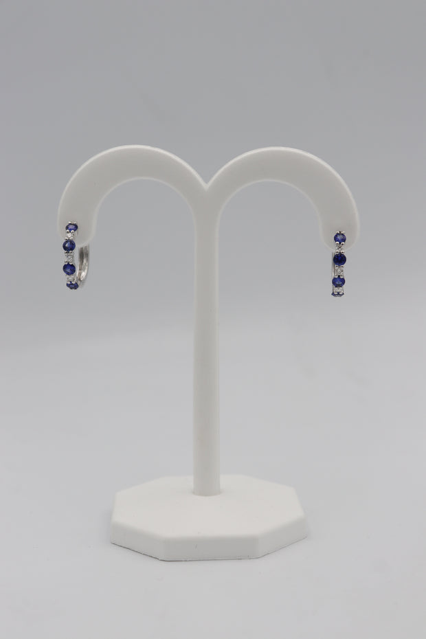 14Karat White Gold Sapphire and Diamond Earrings