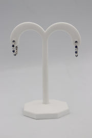 14Karat White Gold Sapphire and Diamond Hoop Earrings