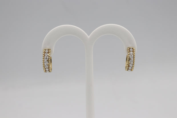 14Karat Yellow Gold Diamond Hoop Earrings