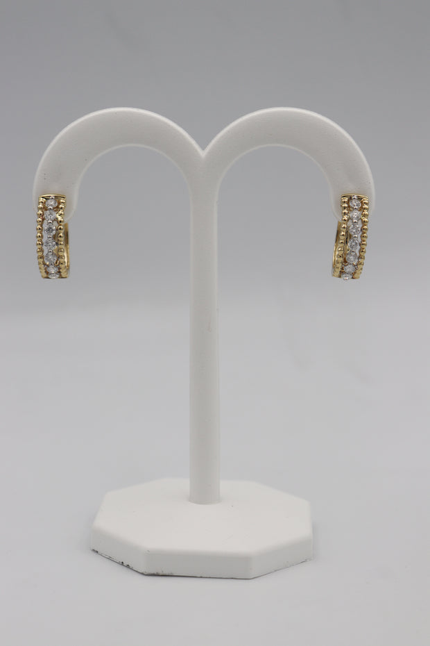 14Karat Yellow Gold Diamond Hoop Earrings